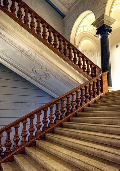 Restored staircase, interior design in the Museum of Communication on Leipziger Straße in Berlin Mitte, Classicism, Berlin, Germany
