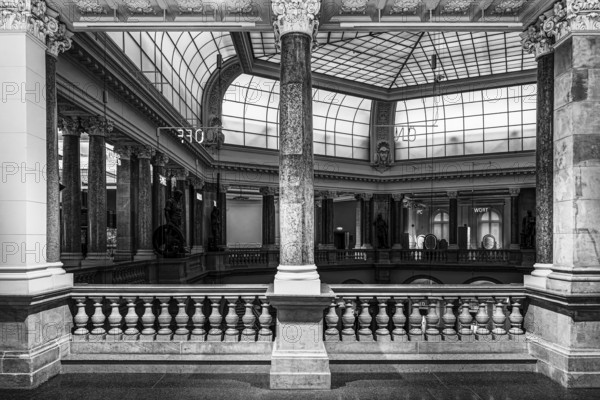 Black and white photography, interior design at the Museum of Communication on Leipziger Straße in Berlin Mitte, Classicism, Berlin, Germany