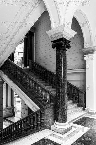 Black and white photography, interior design at the Museum of Communication on Leipziger Straße in Berlin Mitte, Classicism, Berlin, Germany