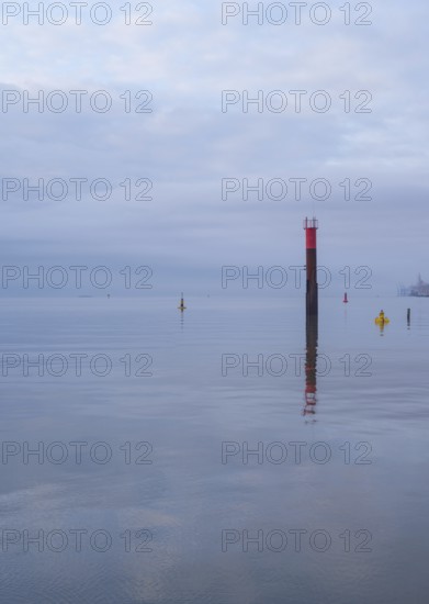 View across the Weser estuary towards the North Sea, Bremerhaven, Bremen, Germany