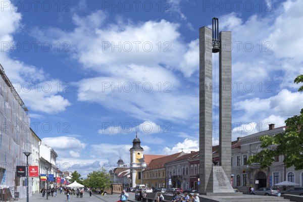 Memorandum monument, erected in 1994, the Transfiguration Cathedral, also known as the Minorite Church, Cluj-Napoca, Transylvania, Romania