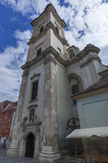 Tower of the Baroque Franciscan Church 1727, Cluj-Napoca, Transylvania, Romania