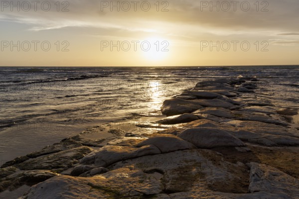 Rocky coast at sunset, Lido Scala dei Turchi, Realmonte, Agrigento, Sicily, south coast, Mediterranean Sea, Italy