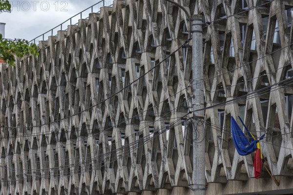 Modern façade, Cluj Napoca Academy Library, Cluj-Napoca, Romania