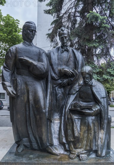 Group of statues The Transylvanian School, a work by sculptor Romulus Ladea, Cluj-Napoca, Transylvania, Romania