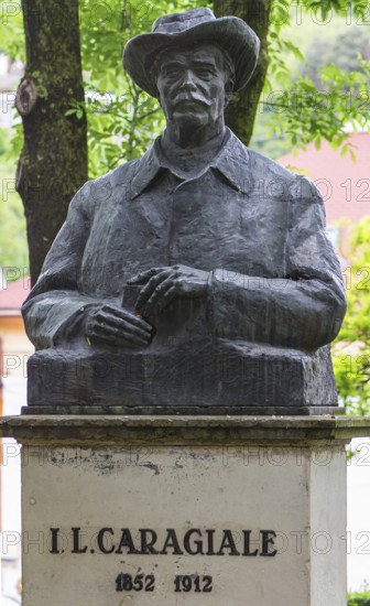 Bust of Romanian writer Ion Luca Caragiale, 1852-1912, Cluj-Napoca, Transylvania, Romania