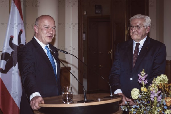Kai Wegner, Governing Mayor of Berlin, gives a speech in front of a dinner in honor of the honorary citizen of Berlin, Federal President Frank-Walter Steinmeier, given by Kai Wegner, at Berlin's Red Town Hall on 28.01.2026