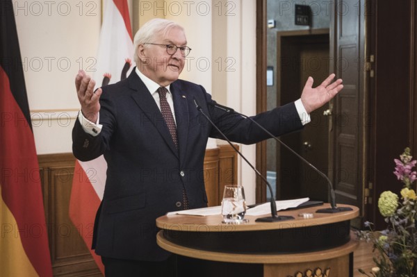 Frank-Walter Steinmeier, Federal President, gives a speech in front of a dinner in honor of the Honorary Citizen of Berlin, Federal President Frank-Walter Steinmeier, given by Kai Wegner, Governing Mayor of Berlin, at Berlin's Red Town Hall on 28.01.2026