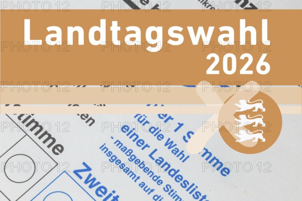 (Photo montage) Logo of the Baden-Württemberg state election on a ballot paper