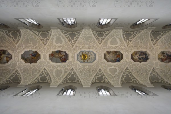 Baroque stitched vaulting in the central nave of Radolfzeller Münster, Radolfzell am Lake Constance, district of Konstanz, Baden-Württemberg, Germany