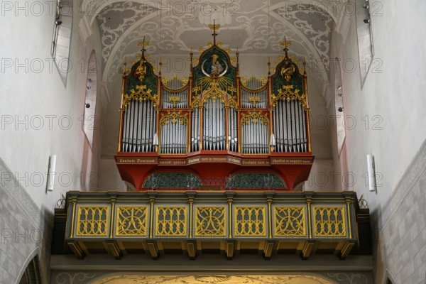 The Radolfzell Cathedral of Our Lady houses a magnificent monk organ, which is considered one of the most important instruments in the region, Radolfzell am Lake Constance, district of Constance, Baden-Württemberg, Germany