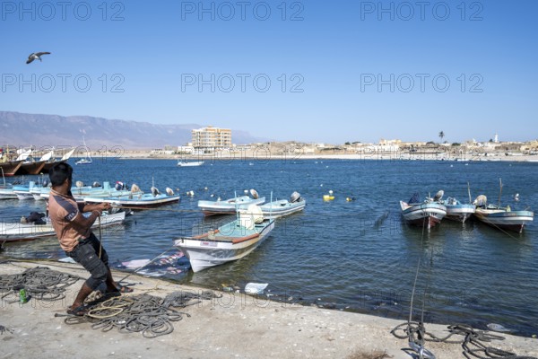Fishing boats in Mirbat harbour, Oman