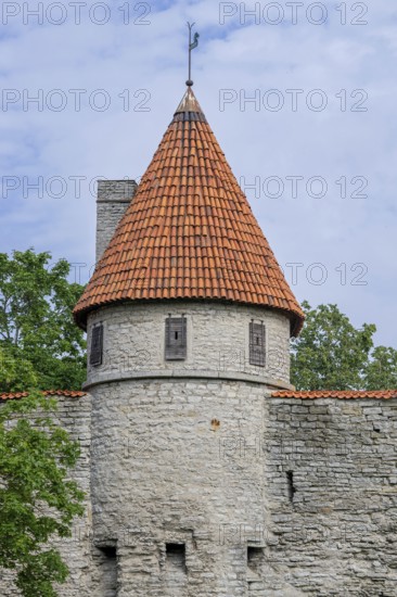 Stable Tower, Tallitorn, part of 13th century medieval defensive wall in the Old Town of the capital city Tallinn, Harju County, Estonia