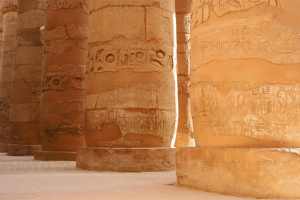 Columns with relief, Karnak Temple, Luxor, Egypt
