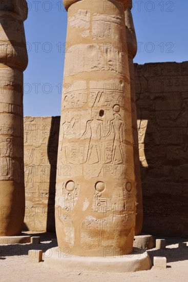 Column with relief, Luxor Temple, Luxor, Egypt
