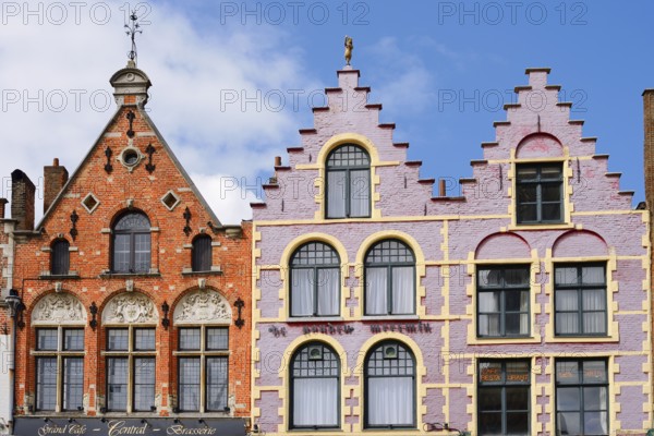 Guild houses on the Grote Markt square, Bruges, West Flanders, Flanders, Belgium