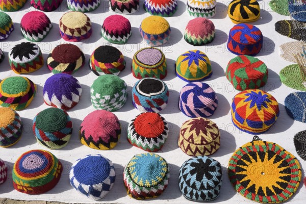 Traditional headdresses at a bazaar, Aswan, Egypt