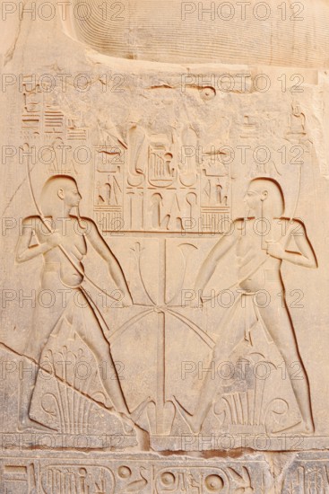 Relief of Sema-taui symbol, Luxor Temple, Luxor, Egypt