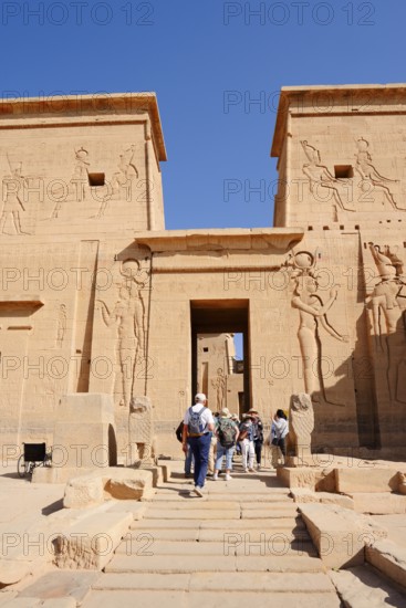 Entrance portal of Isis Temple, Philae Temple, UNESCO World Heritage Site, Agilkia Island, Aswan, Nubia, Egypt