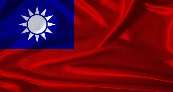 National flag of Taiwan with cloth texture. Taiwan flag with realistic texture background