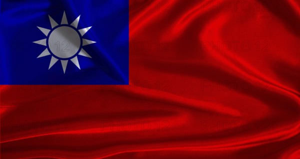 Taiwan flag with cloth textured background. National flag of Taiwan with realistic texture