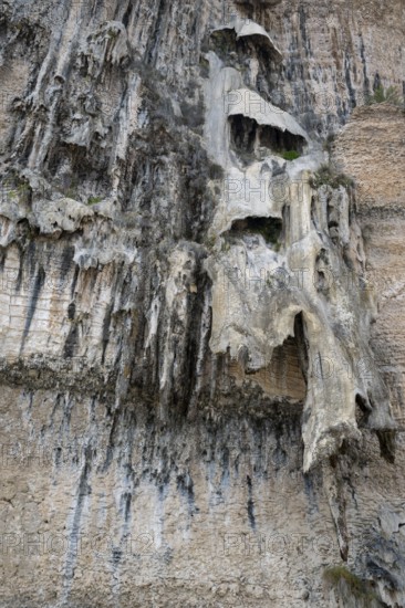 Natif waterfall, limestone deposits, Oman