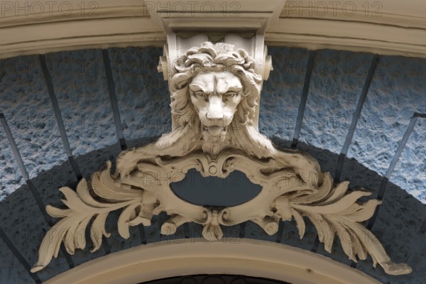 Lion's head above a 19th century entrance pool, Czernowicz, Ukraine