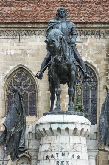 Equestrian statue of Hungarian King Matthias Corvinus, 1443-1490, Cluj-Napoca, Romania