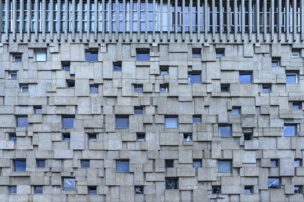 Modern abstract façade, Romtelecom Telephone Palace, Cluj-Napoca, Transylvania, Romania