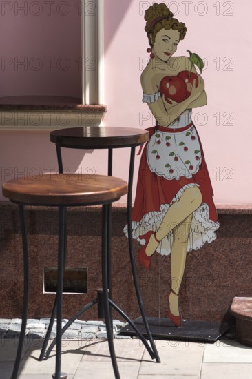 Advertising poster for a woman at a local, Czernowicz, Ukraine