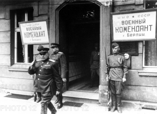 The first Russian city commander of Berlin, the Soviet Colonel General Nikolai Erastovich Bersarin, Berlin in May 1945 J. Chaldej about this picture: Bersarin had opened many soup kitchens for the population back then. He later had a fatal accident with a Harley-Davidson
