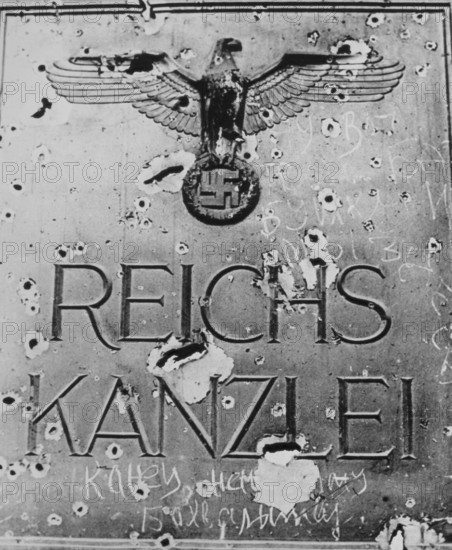 The Reich Chancellery at Wilhelmstraße 77, Berlin, Mitte, in April 1945 The Reich Chancellery was home to the living and working rooms of Adolf Hitler, as well as the Führerbunker, which was built in 1943