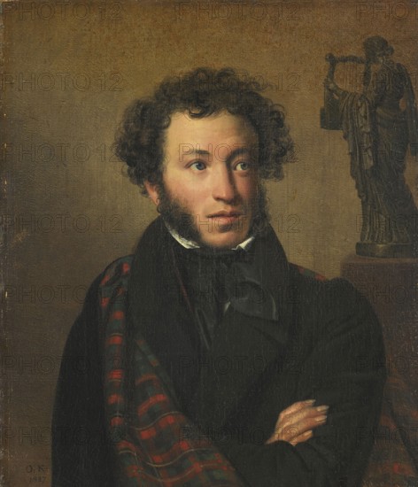Alexander Pushkin (1799-1837), painting by Orest Kiprensky from 1827, Russian writer, historical Russia. Pushkin is regarded by most of his compatriots as the Russian national poet - far ahead of all others such as Tolstoy, Dostoevsky or Gogol