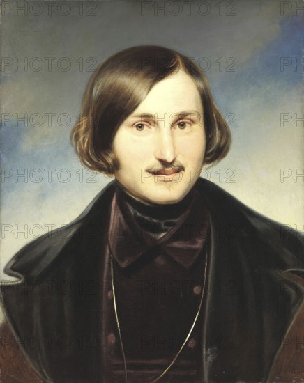 Nikolai Vasilyevich Gogol (1809-1852), important Russian writer and satirist, portrait by painter Otto Friedrich Theodor von Möller, replica of a portrait by Friedrich Möller (today Tretyakov Gallery), the original was lost during the Second World War. historical, Russia