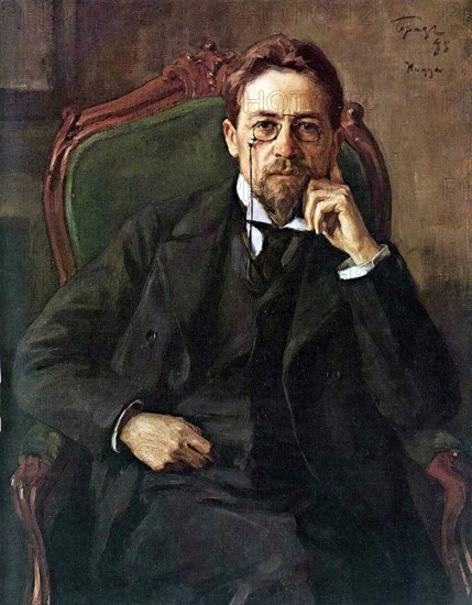 Anton Chekhov (1860-1904) in Nice, Portrait on Ossip Bras 1898, Russian writer, historical Russia. With his typically neutral and restrained way of depicting aspects of the life and way of thinking of people in the Russian provinces, Chekhov is considered one of the most important authors in Russian literature