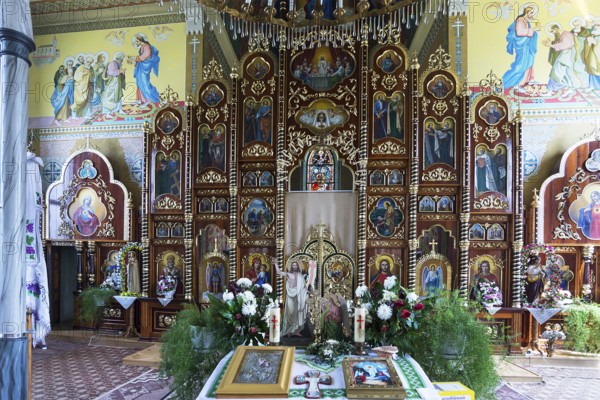 Altar of the former German Protestant Church today Greek Catholic, Lanivka, Ukraine
