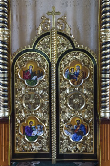 Magnificent door at the altar in the former German Protestant Church today Greek Catholic, Lanivka, Ukraine