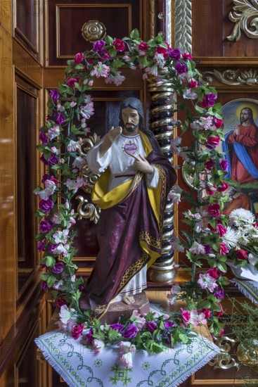 Christ figure in the chancel of the former German Protestant Church today Greek Catholic, Lanivka, Ukraine