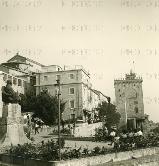 Old town, historical photo summer 1961, San Marino, Italy