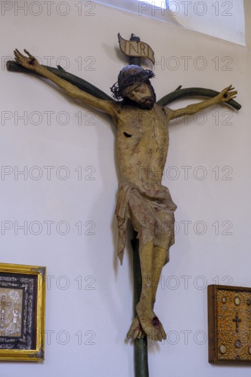 Fork cross, mystic cross, symbol tree of life, St. Peter and Paul monastery church, Altenhohenau near Griestätt, Chiemgau, Upper Bavaria, Bavaria, Germany