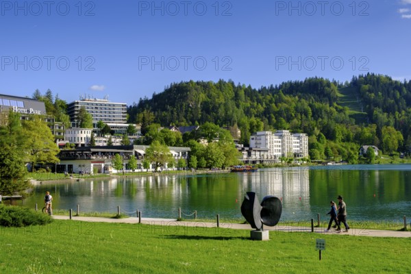Waterfront hotels, spa town, Bled, Lake Bled, Slovenia