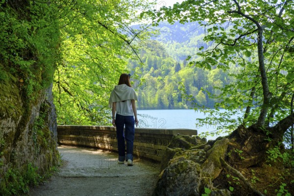 Woman hiking, Bled, Lake Bled, Slovenia