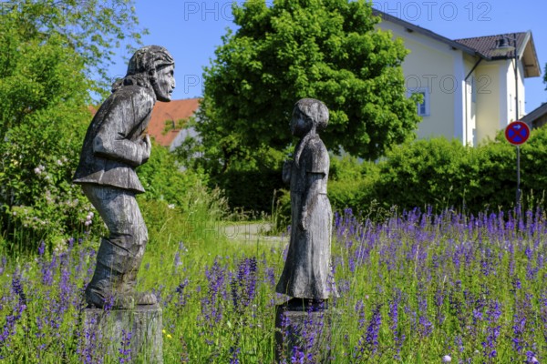 Sculpture, Hottowa, legend, legend, Amerang, Chiemgau, Upper Bavaria, Bavaria, Germany
