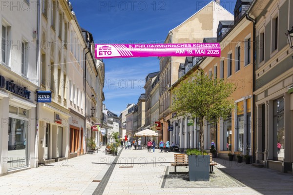 Einkaufsstraße Buchholzer Strasse in Annaberg, Annaberg-Buchholz, Ore Mountains, Saxony, Germany