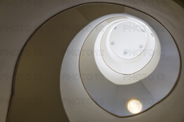 Spiral from the stairwell in the Manufaktur der Träume, Annaberg-Buchholz, Ore Mountains, Saxony, Germany