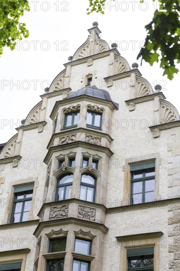 Historic façade at Karl-Schmidt-Rottluff-Gymnasium on Kaßberg, Chemnitz, Saxony, Germany