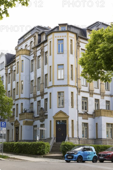 Kyffhäuserburg heritage-protected residential building in Hübschmannstraße, Art Nouveau villas and Wilhelminian era buildings on Kaßberg, Chemnitz, Saxony, Germany