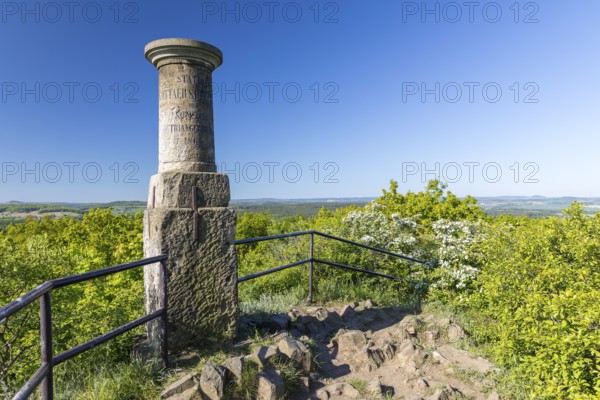 Historic triangulation column on Cottaer Spitzberg, Dohma, Saxon Switzerland, Saxony, Germany