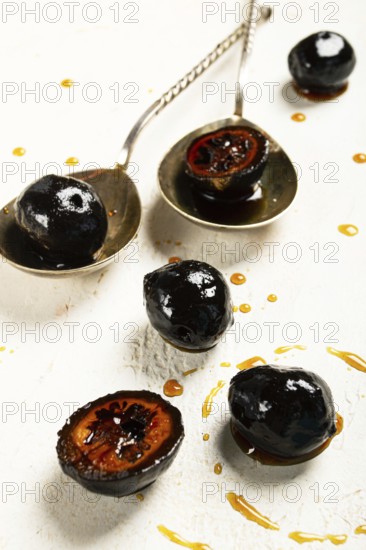 Walnut jam, on the table, top view, traditional Georgian cuisine, no people