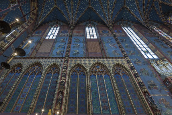 Side wall of the Gothic St. Mary's Basilica, 14th century, Krakow, Poland